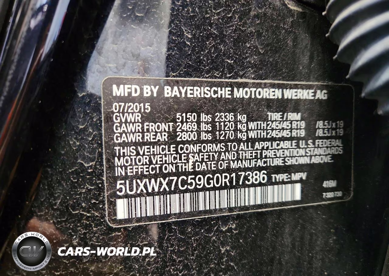 2016 BMW X3 xDrive35I VIN:5UXWX7C59G0R17386 - 12