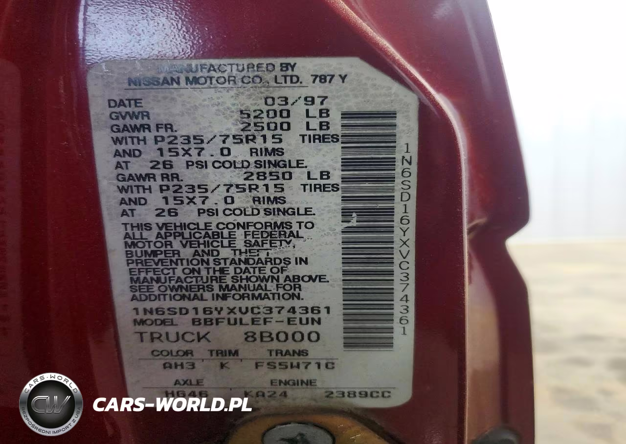 1997 Nissan Truck Xe VIN:1N6SD16YXVC374361 - 12