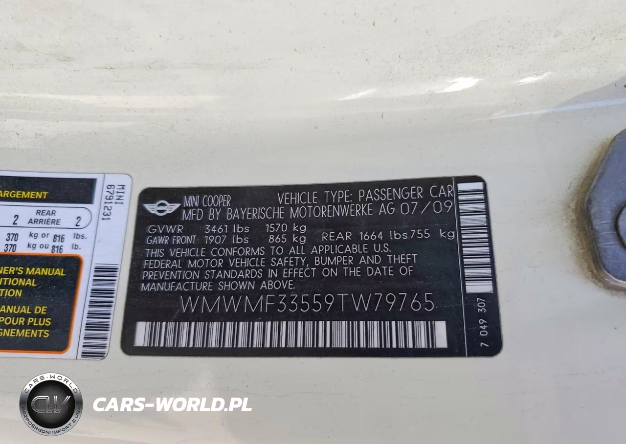 2009 Mini Cooper VIN:WMWMF33559TW79765 - 12