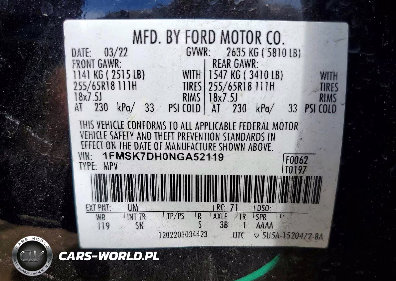 2022 Ford Explorer Xlt VIN:1FMSK7DH0NGA52119 - 13