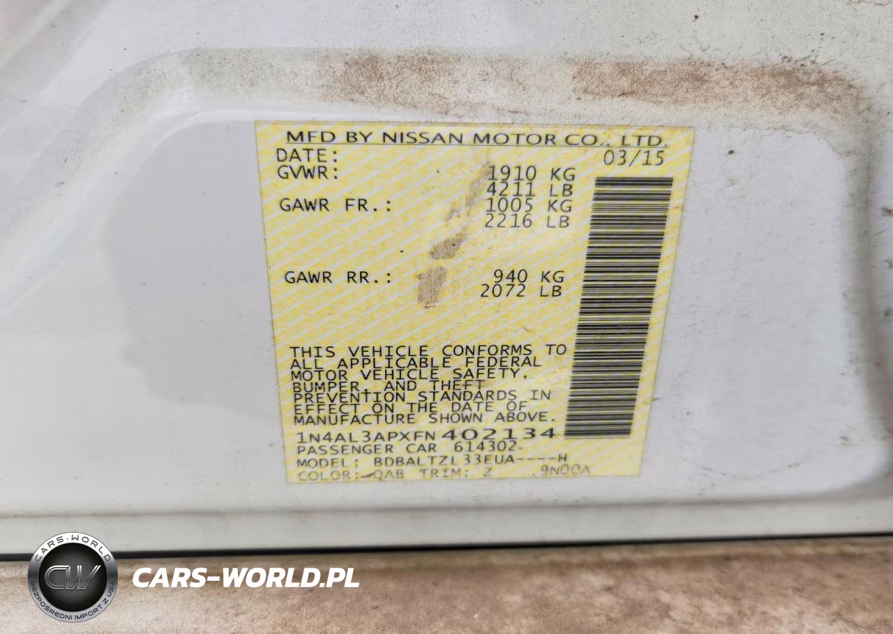 2015 Nissan Altima 2.5 Sl VIN:1N4AL3APXFN402134 - 12