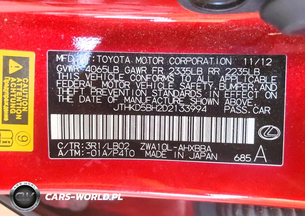 2013 Lexus Ct 200 VIN:JTHKD5BH2D2133994 - 12