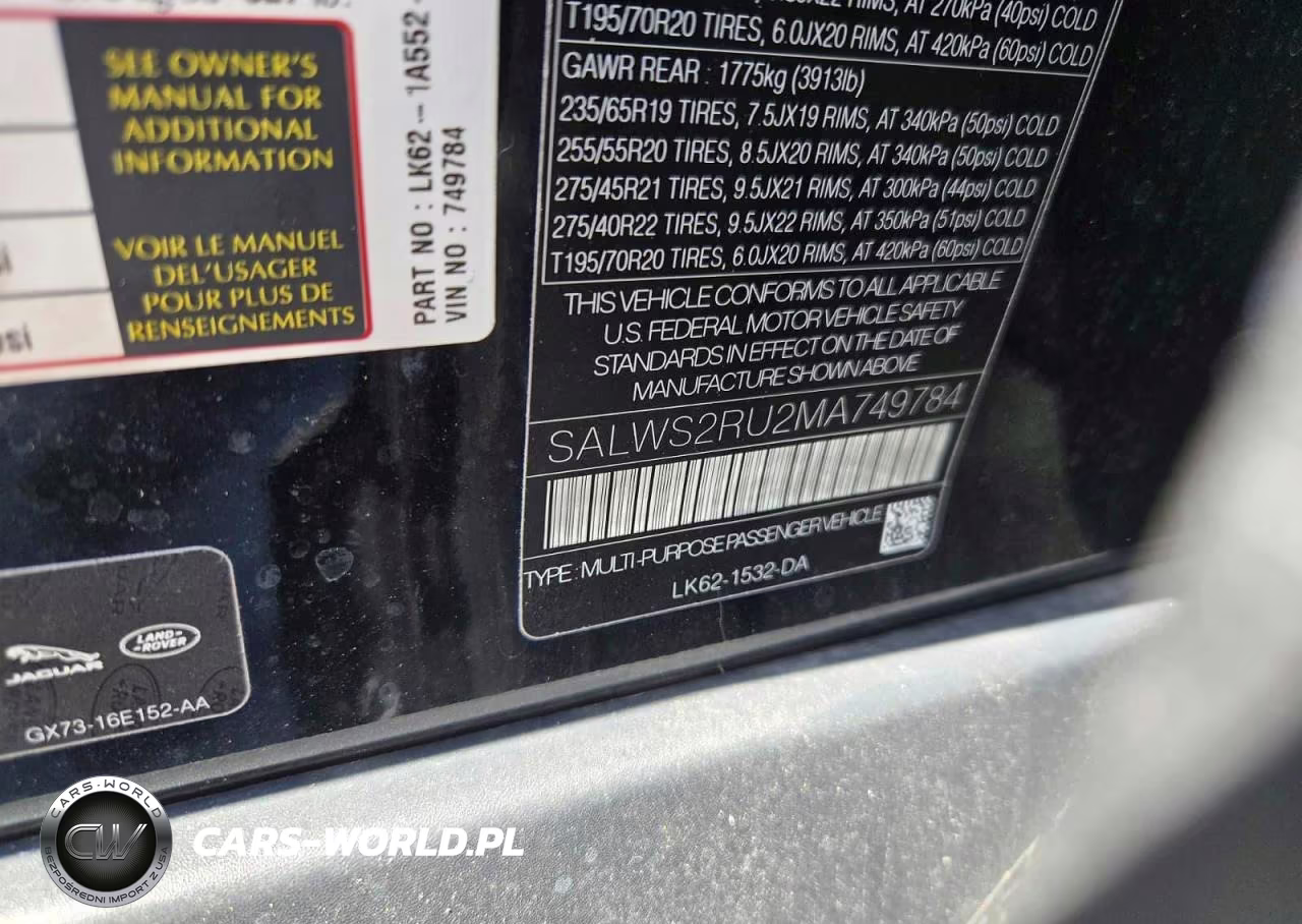 2021 Land Rover Range Rover Sport Hst VIN:SALWS2RU2MA749784 - 10