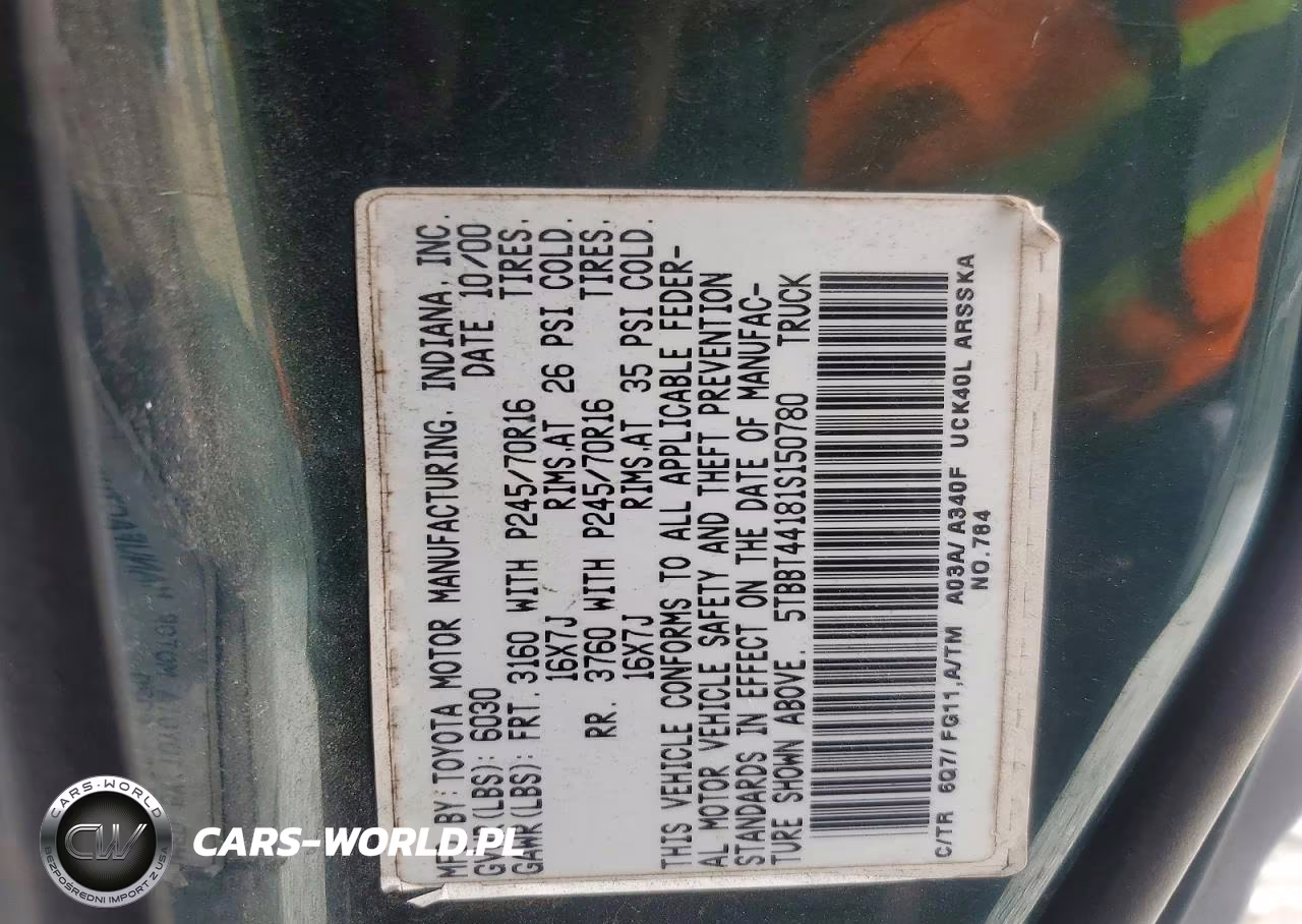 2001 Toyota Tundra Sr5 VIN:5TBBT44181S150780 - 13