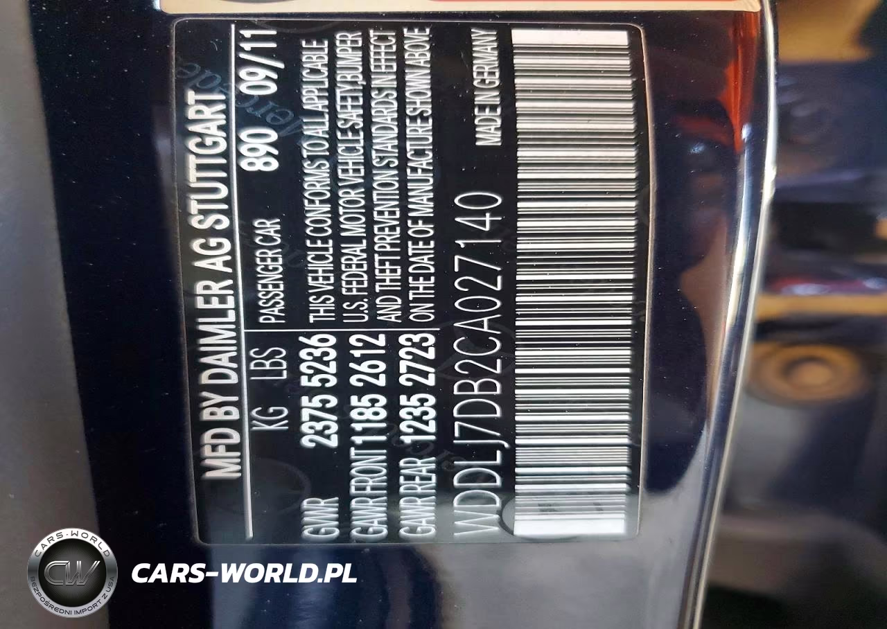 2012 Mercedes-Benz Cls 550 VIN:WDDLJ7DB2CA027140 - 12