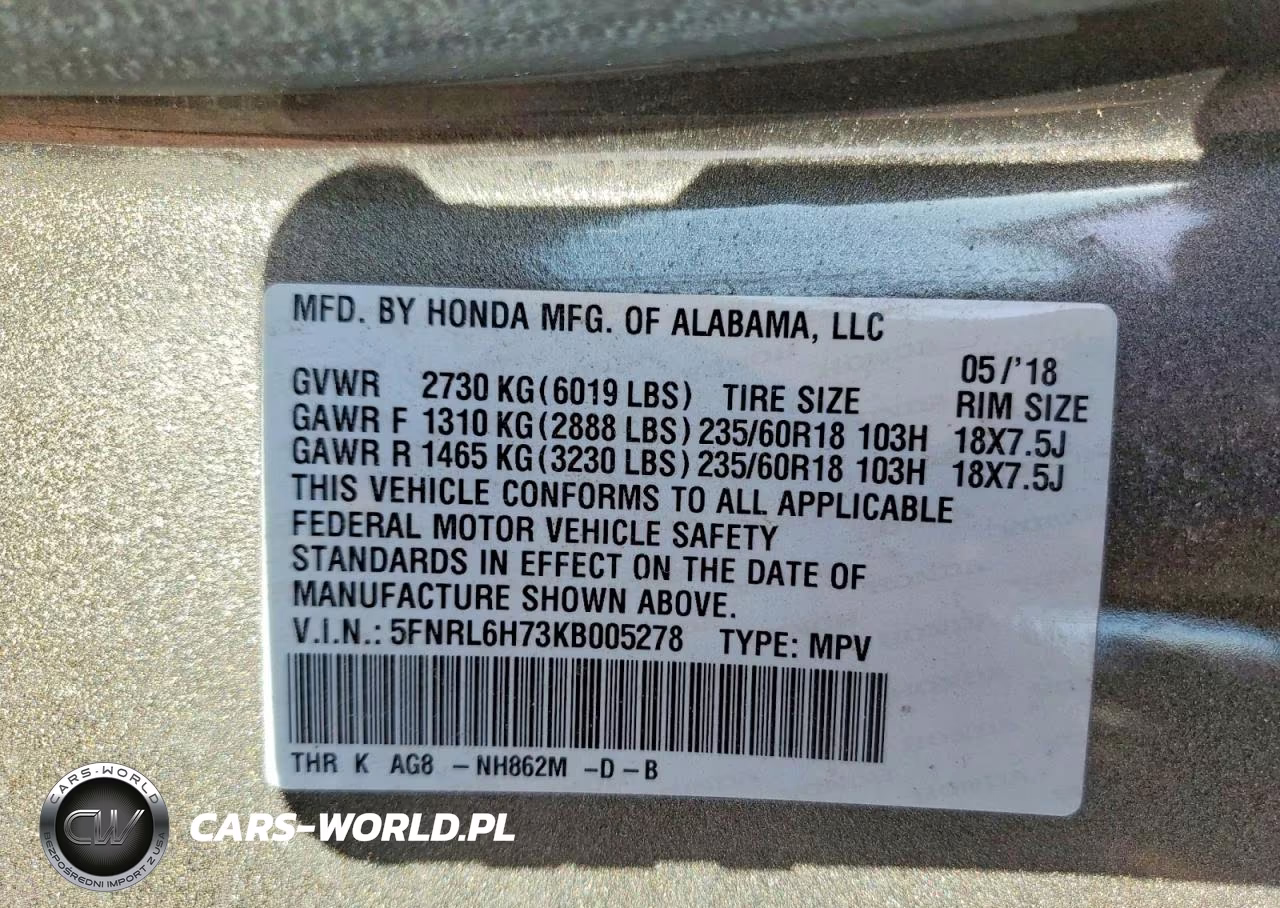 2019 Honda Odyssey Exl VIN:5FNRL6H73KB005278 - 13