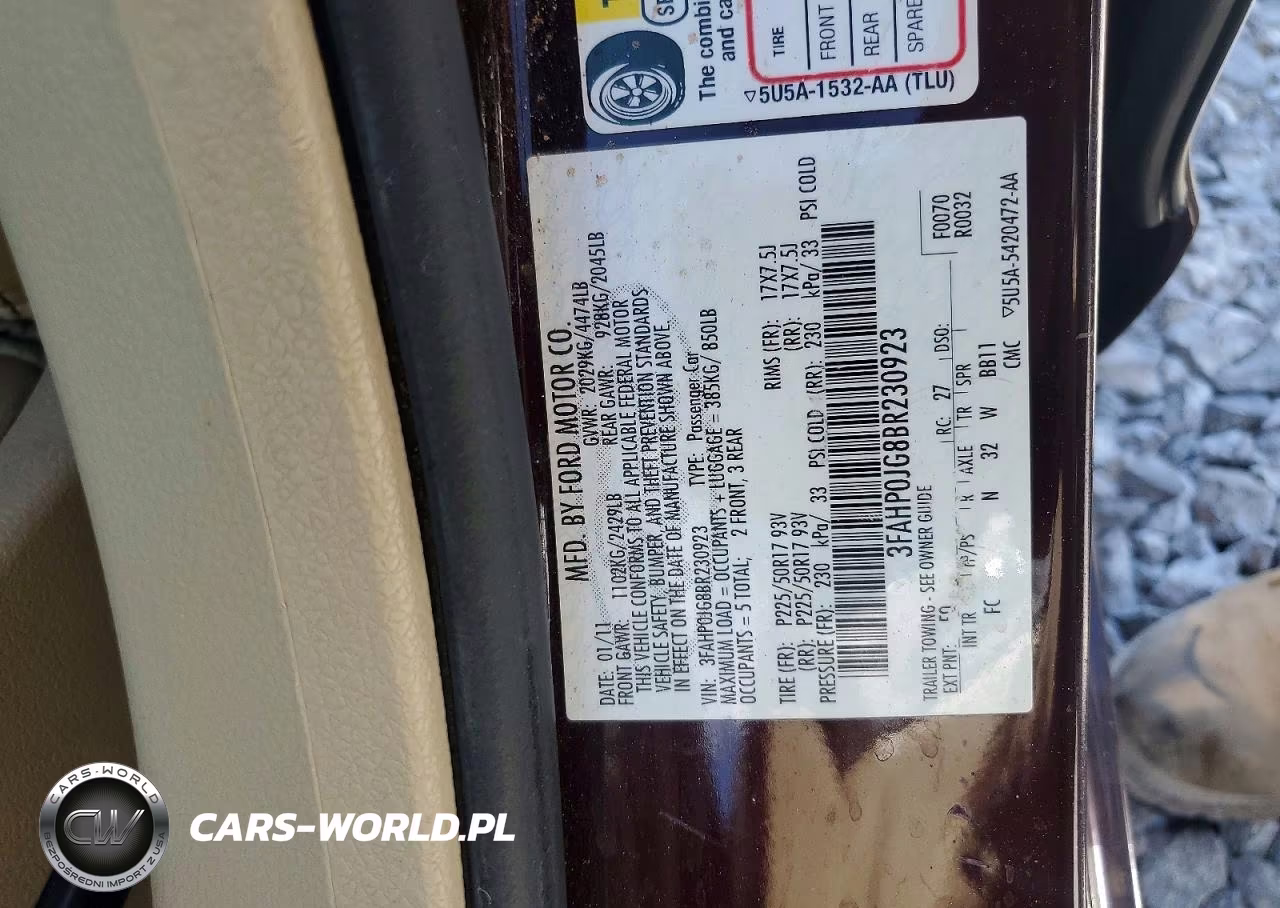2011 Ford Fusion VIN:3FAHP0JG8BR230923 - 12