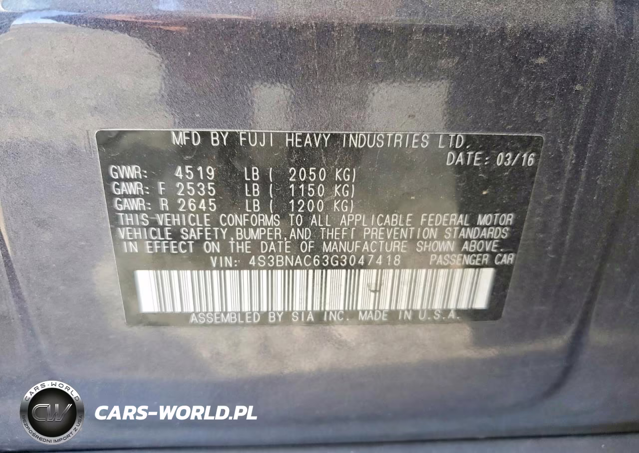 2016 Subaru Legacy 2.5I Premium VIN:4S3BNAC63G3047418 - 12