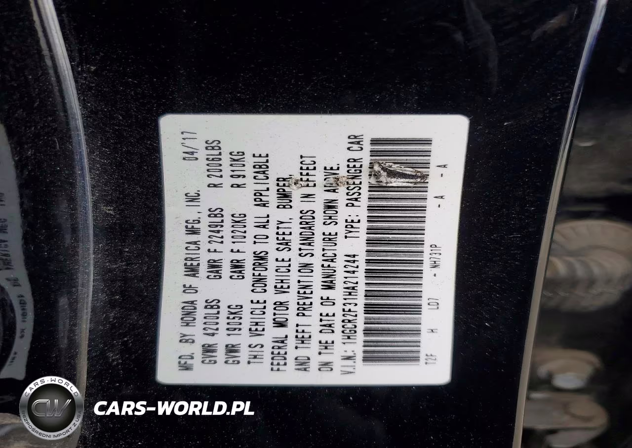 2017 Honda Accord Lx VIN:1HGCR2F31HA214244 - 12
