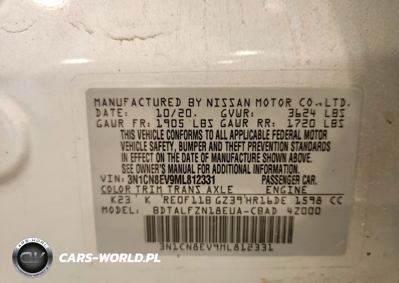 2021 Nissan Versa Sv VIN:3N1CN8EV9ML812331 - 12
