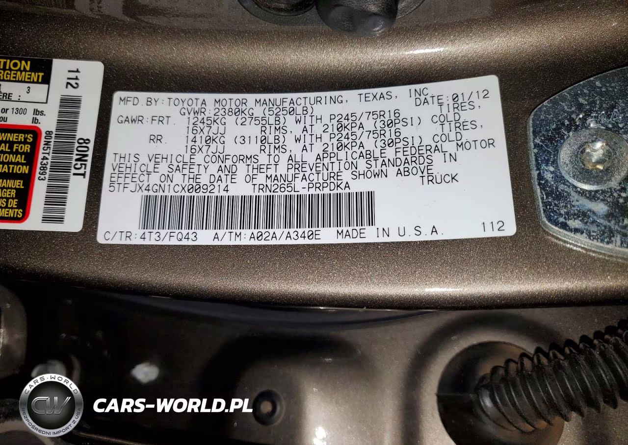 2012 Toyota Tacoma Double Cab VIN:5TFJX4GN1CX009214 - 12