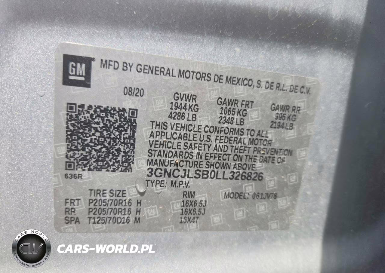 2020 Chevrolet Trax 1Lt VIN:3GNCJLSB0LL326826 - 13