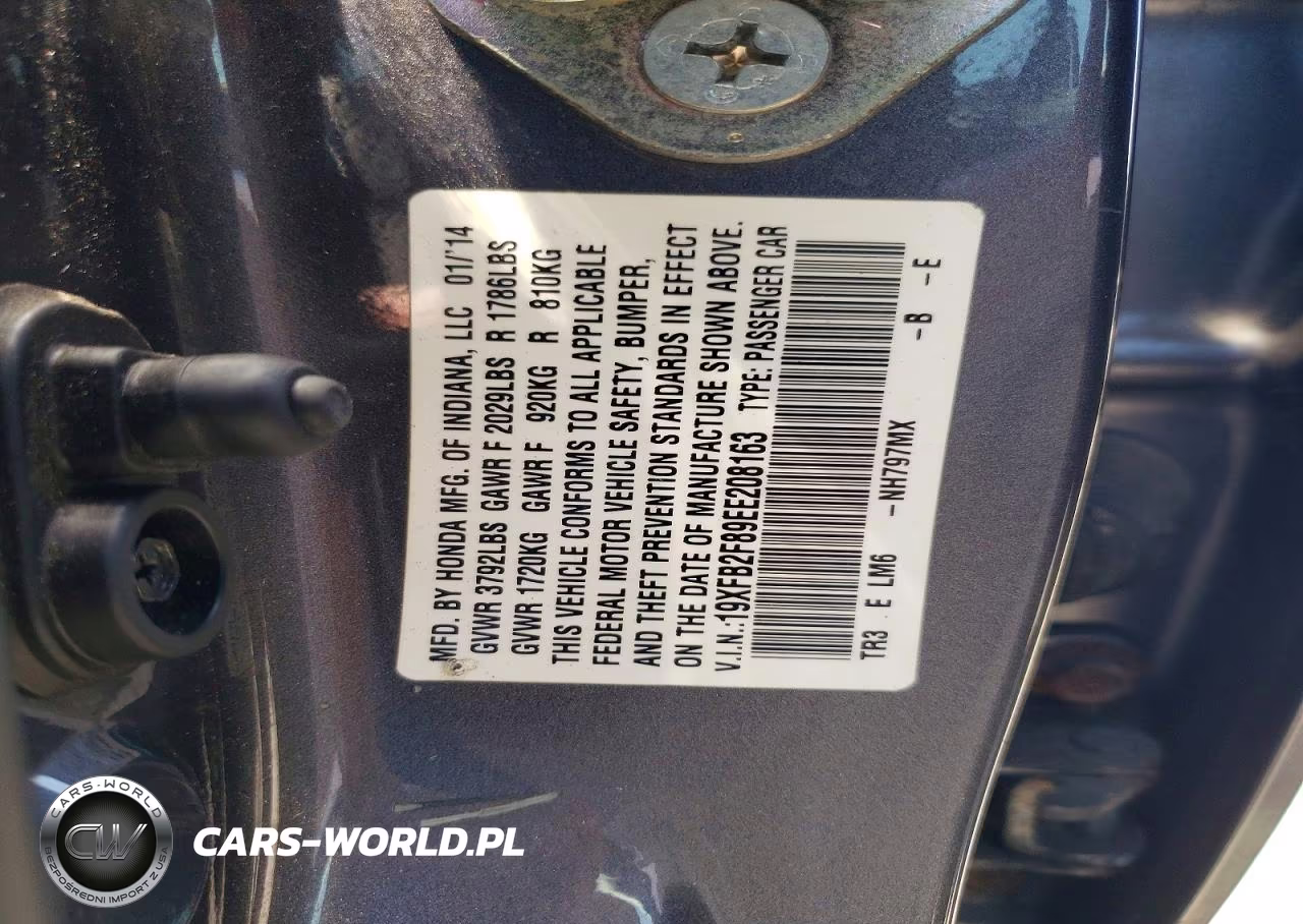 2014 Hond Civic VIN:19XFB2F89EE208163 - 12