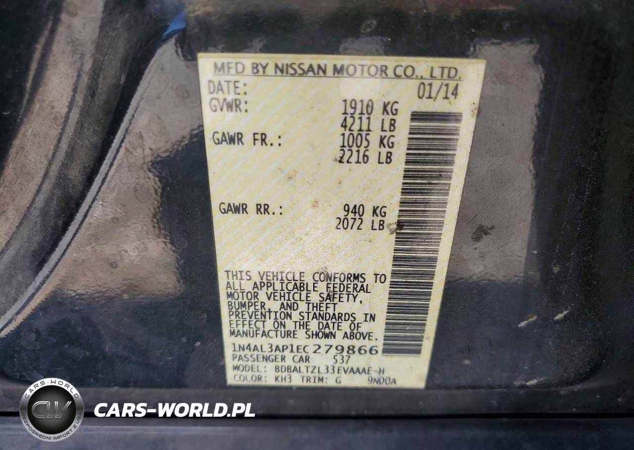 2014 Nissan Altima 2.5 Sv VIN:1N4AL3AP1EC279866 - 12
