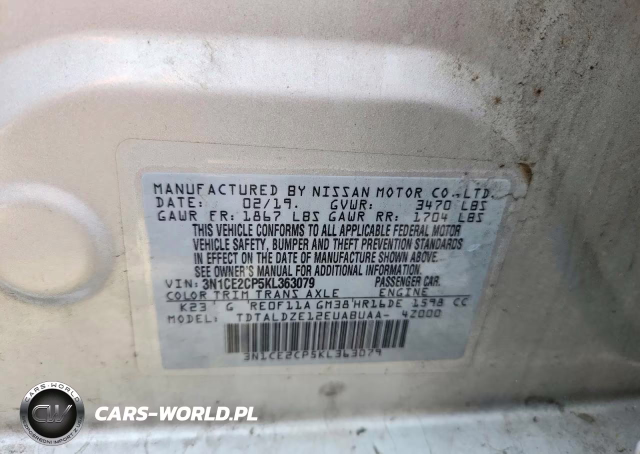 2019 Nissan Versa Note Sv VIN:3N1CE2CP5KL363079 - 12