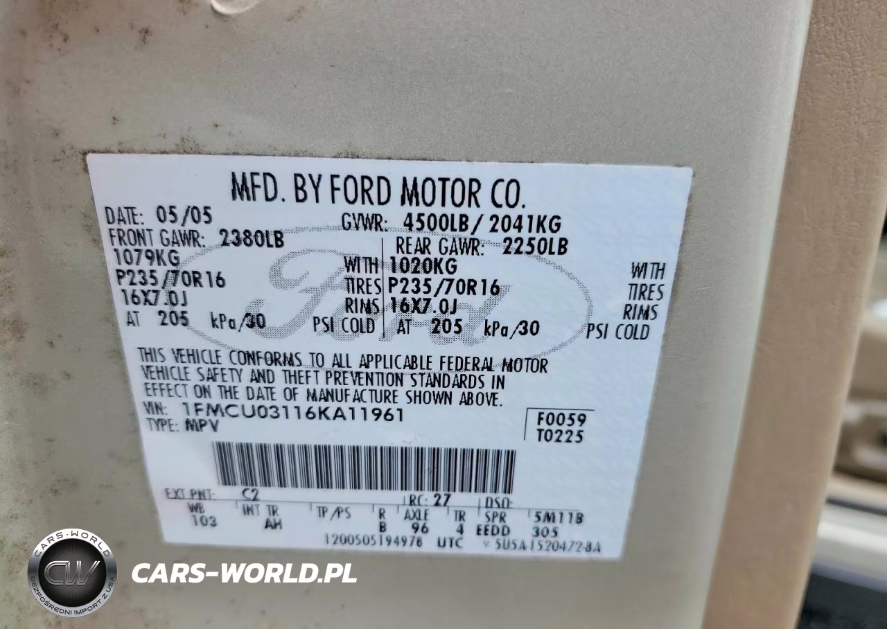 2006 Ford Escape Xlt VIN:1FMCU03116KA11961 - 12
