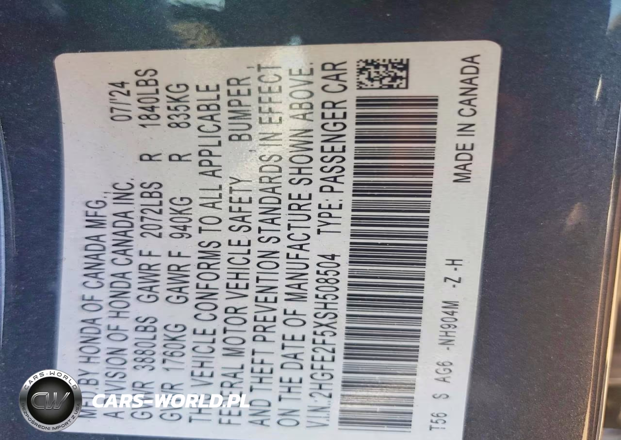 2025 Honda Civic Sport VIN:2HGFE2F5XSH508504 - 12