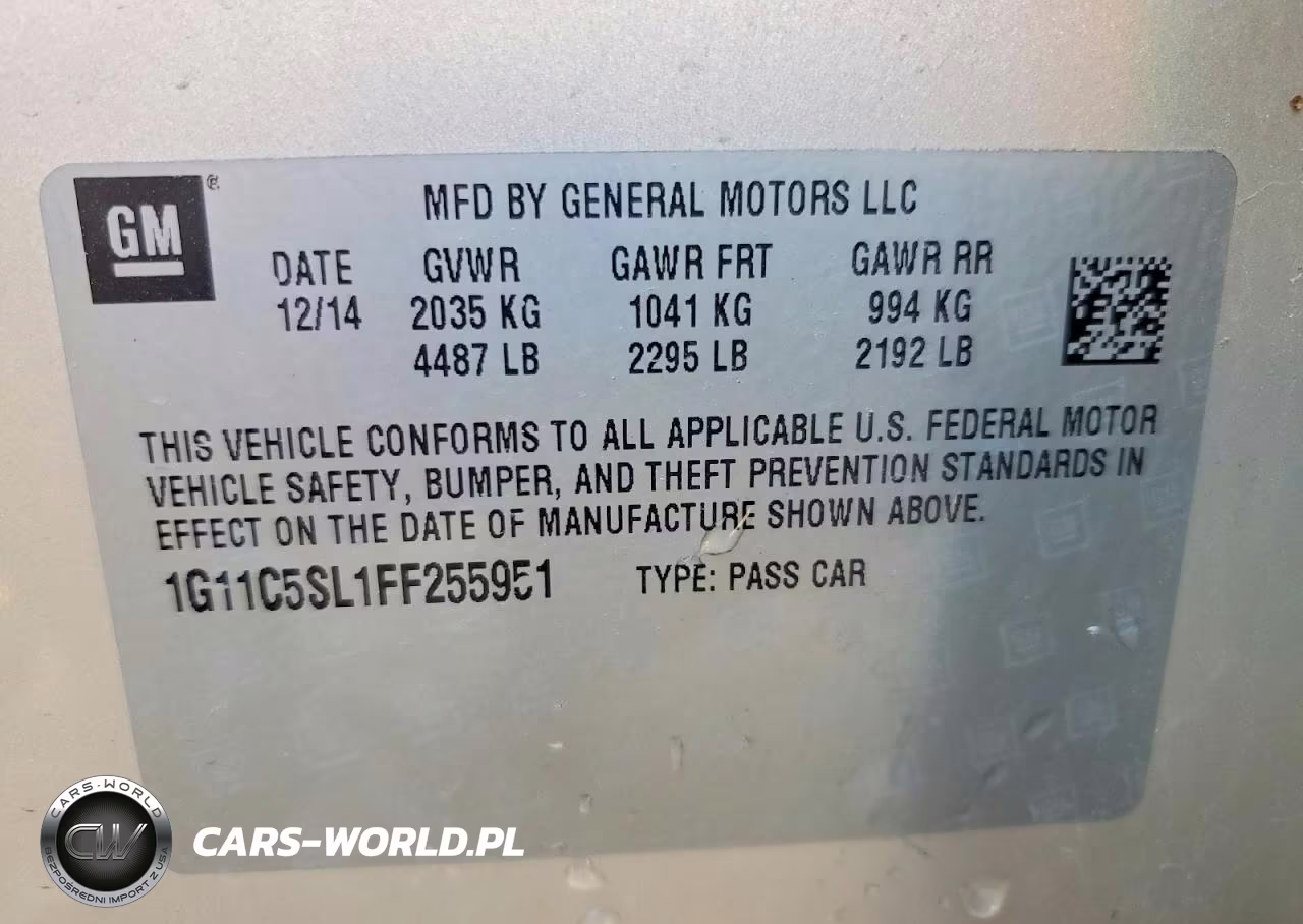 2015 Chevrolet Malibu 1Lt VIN:1G11C5SL1FF255951 - 12