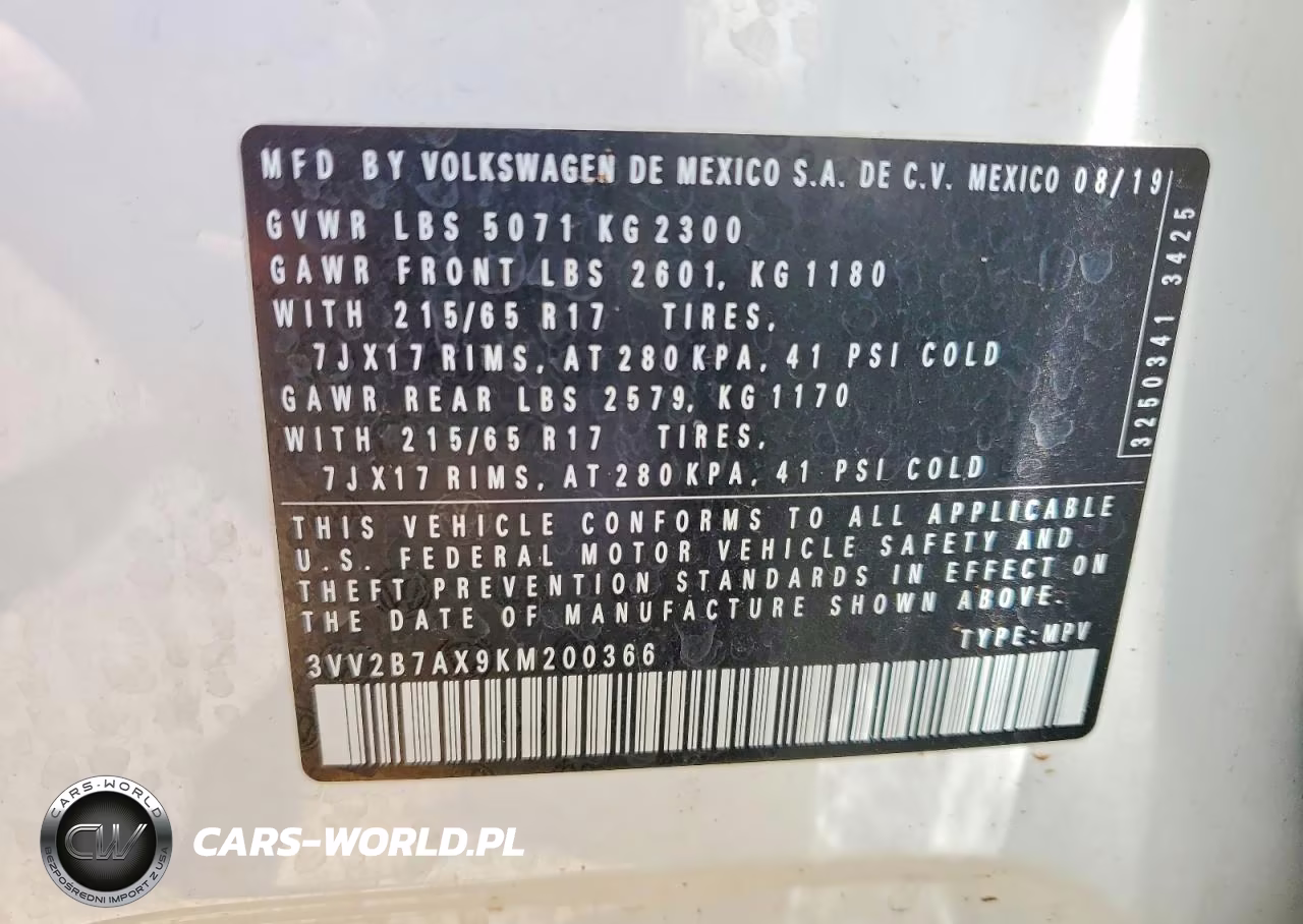 2019 Volkswagen Tiguan Se VIN:3VV2B7AX9KM200366 - 13