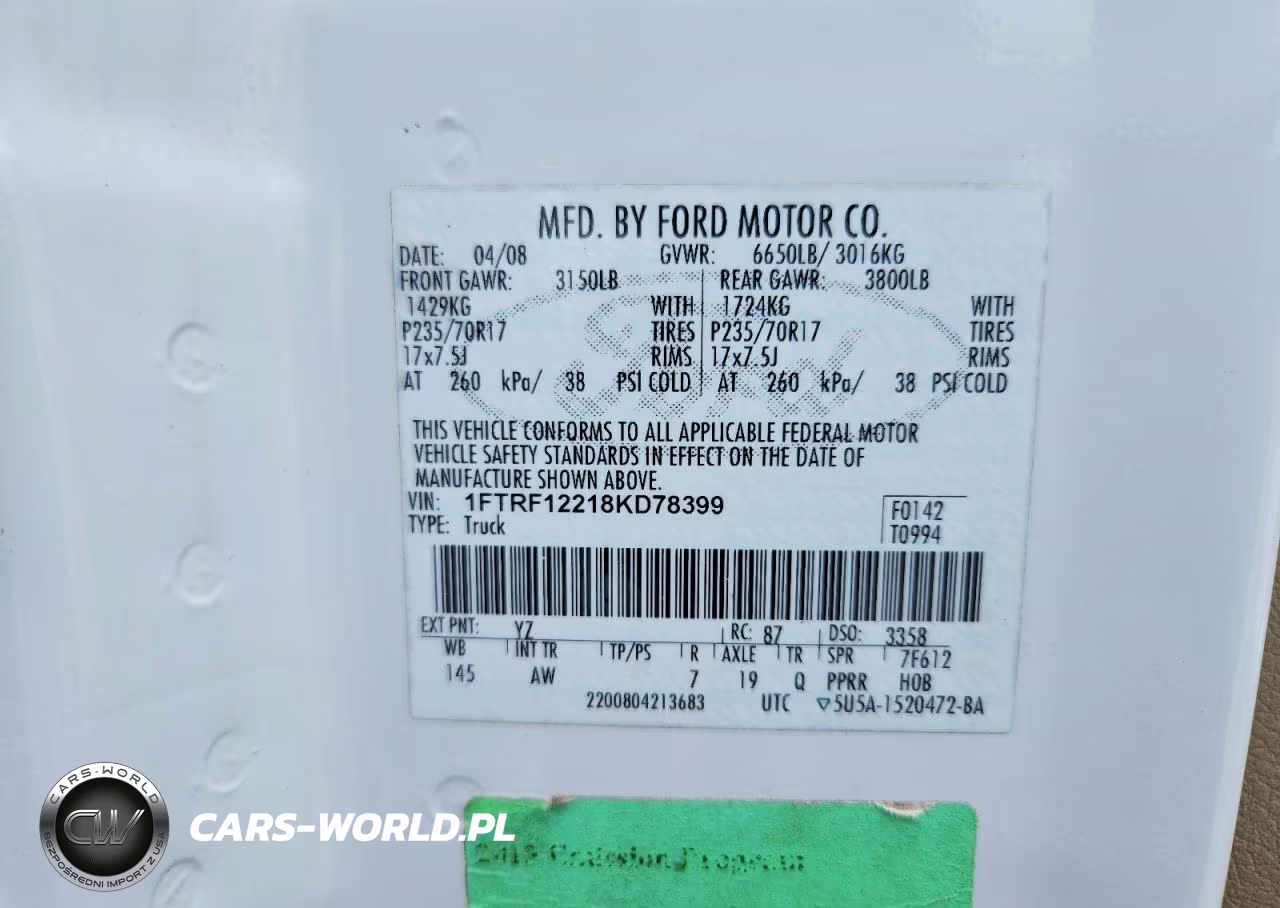 2008 Ford F150 VIN:1FTRF12218KD78399 - 13