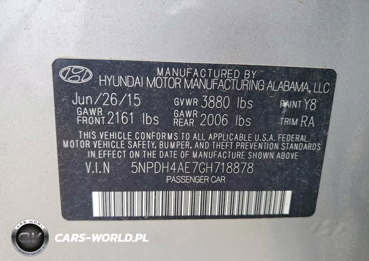 2016 Hyundai Elantra Se VIN:5NPDH4AE7GH718878 - 12