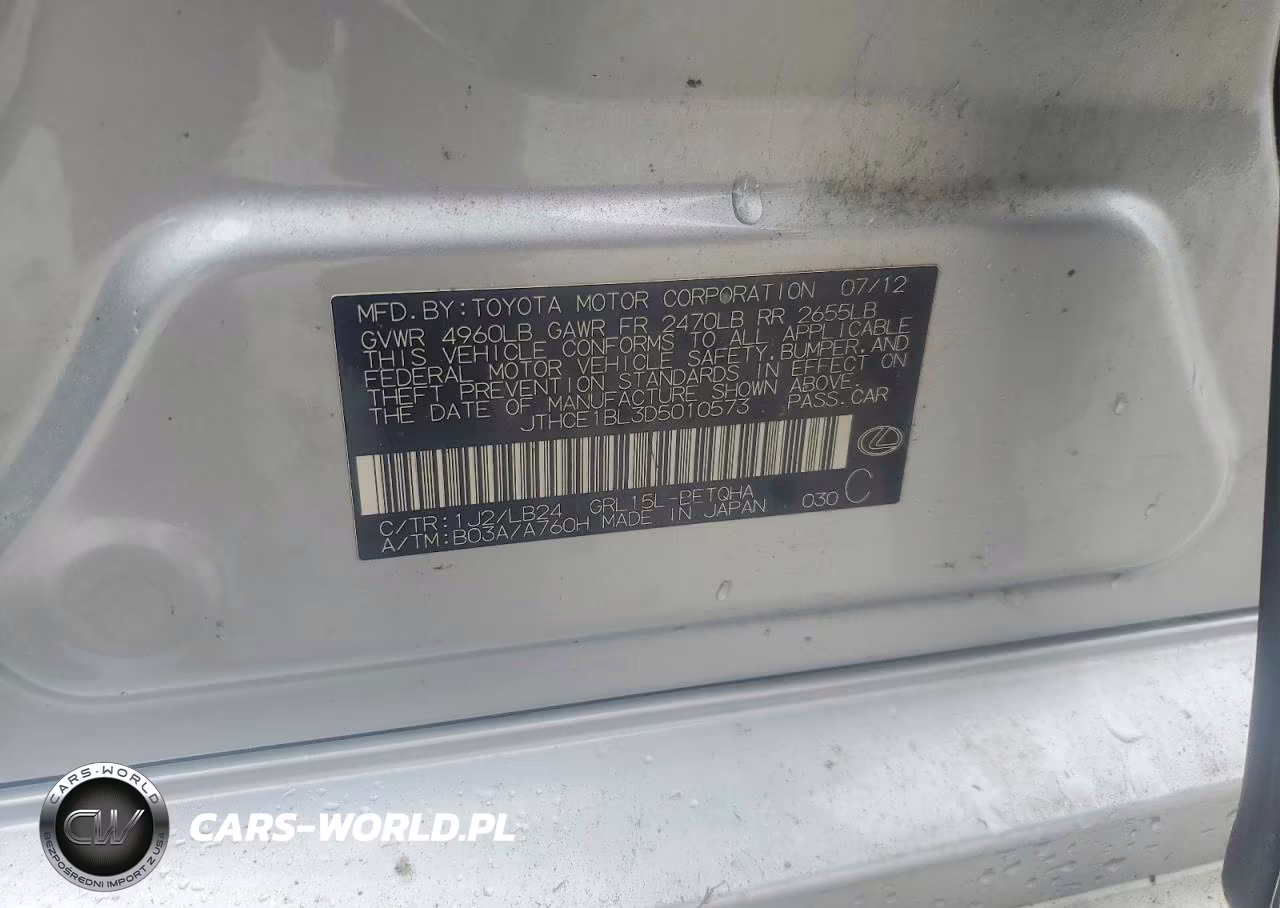 2013 Lexus Gs 350 VIN:JTHCE1BL3D5010573 - 12