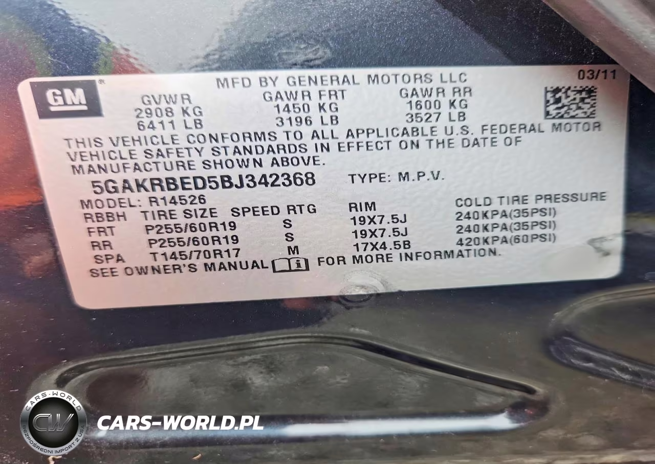 2011 Buick Enclave Cxl VIN:5GAKRBED5BJ342368 - 13
