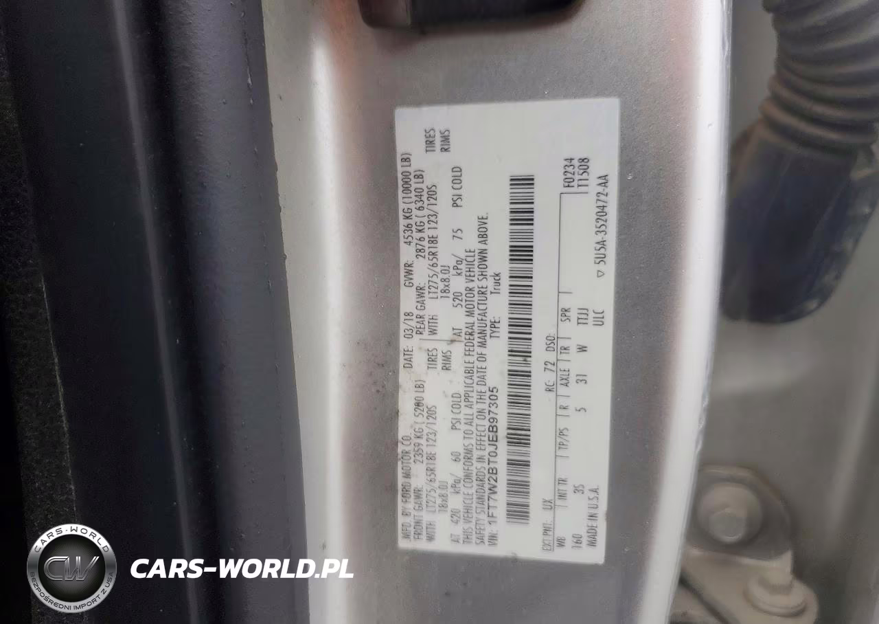 2018 Ford F250 Super Duty VIN:1FT7W2BT0JEB97305 - 12