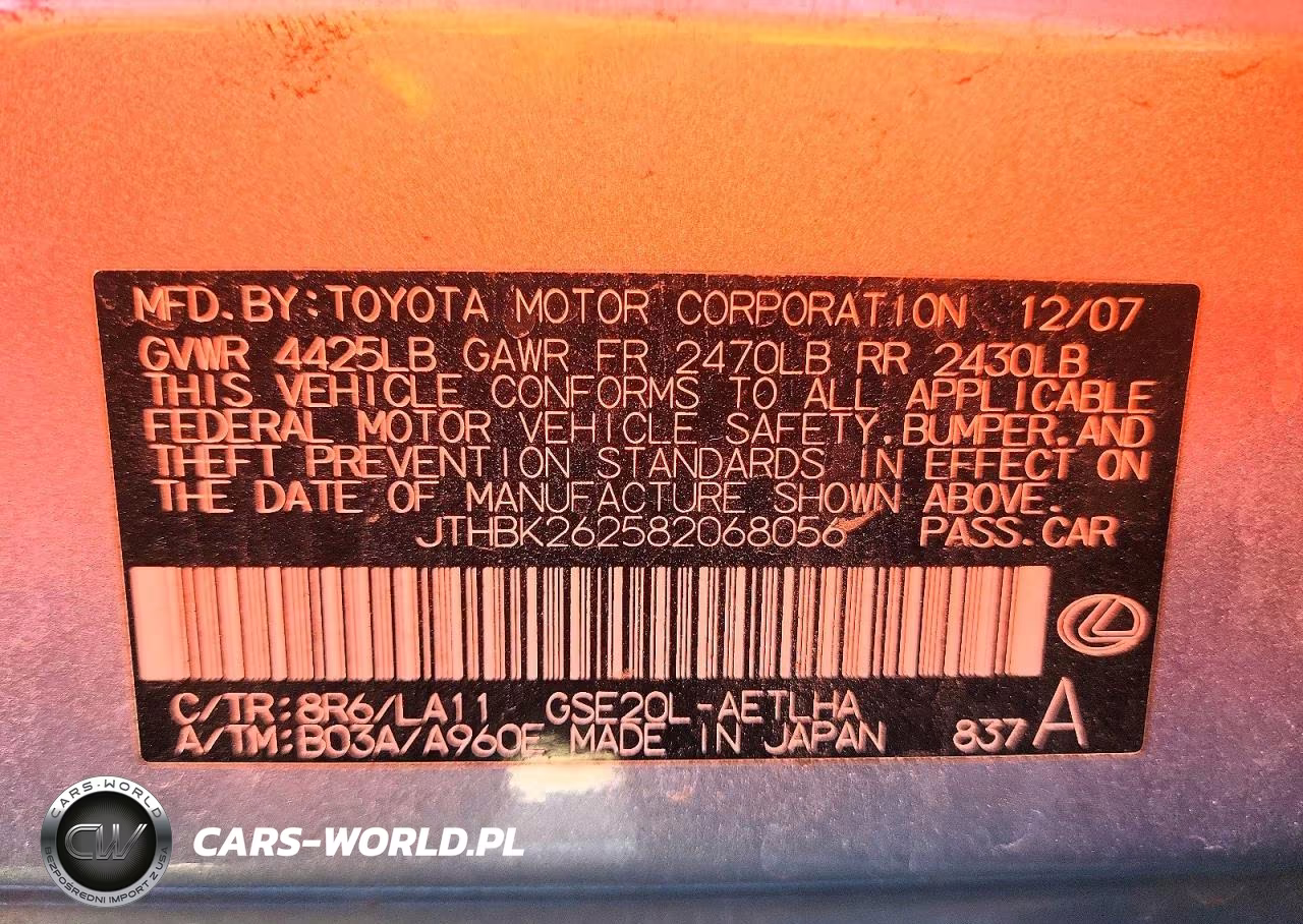 2008 Lexus Is 250 VIN:JTHBK262582068056 - 12