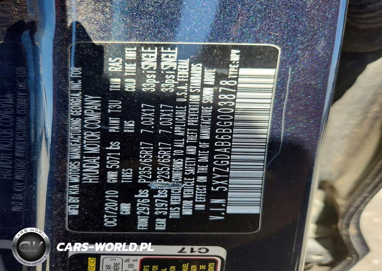 2011 Hyundai Santa Fe Gls VIN:5XYZGDAB6BG003878 - 13