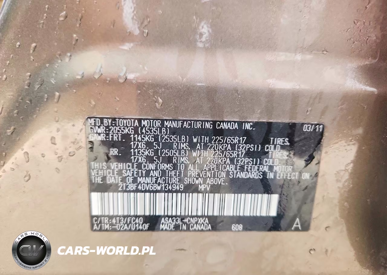 2011 Toyota Rav4 Base VIN:2T3BF4DV6BW134949 - 12