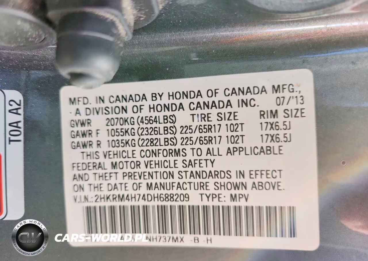 2013 Honda Cr-V Exl VIN:2HKRM4H74DH688209 - 14