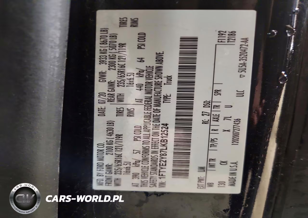 2020 Ford Transit T-150 VIN:1FTYE2Y87LKB12524 - 13
