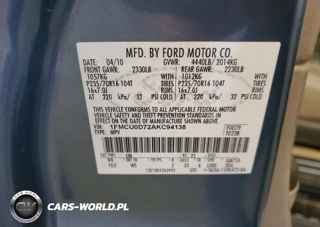 2010 Ford Escape Xlt VIN:1FMCU0D72AKC94138 - 13