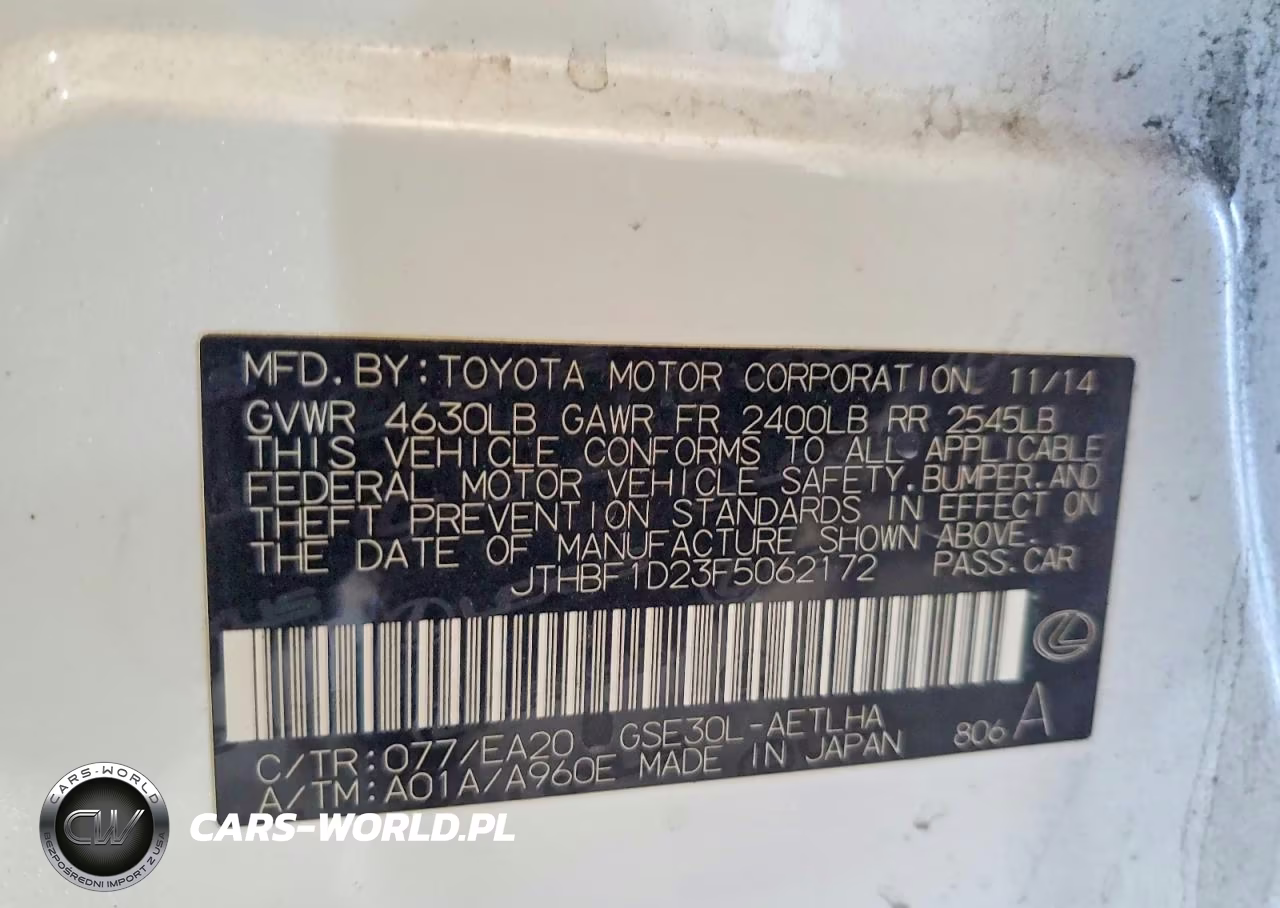 2015 Lexus Is 250 VIN:JTHBF1D23F5062172 - 12