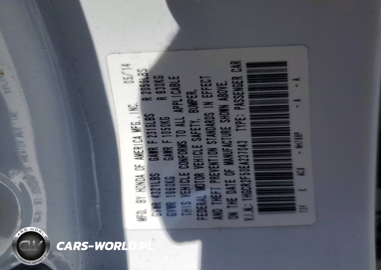 2014 Honda Accord Sport VIN:1HGCR2F50EA237043 - 12