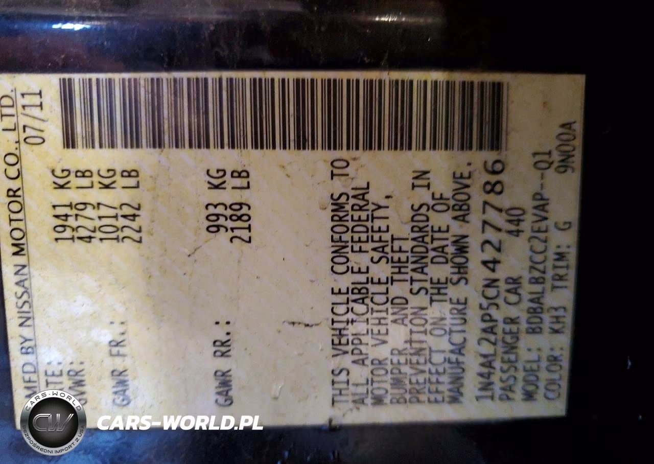 2012 Nissan Altima 2.5 VIN:1N4AL2AP5CN427786 - 12
