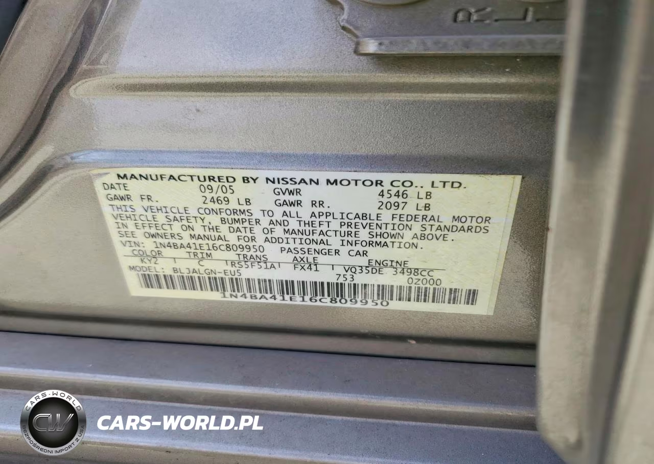 2006 Nissan Maxima 3.5 Se VIN:1N4BA41E16C809950 - 12
