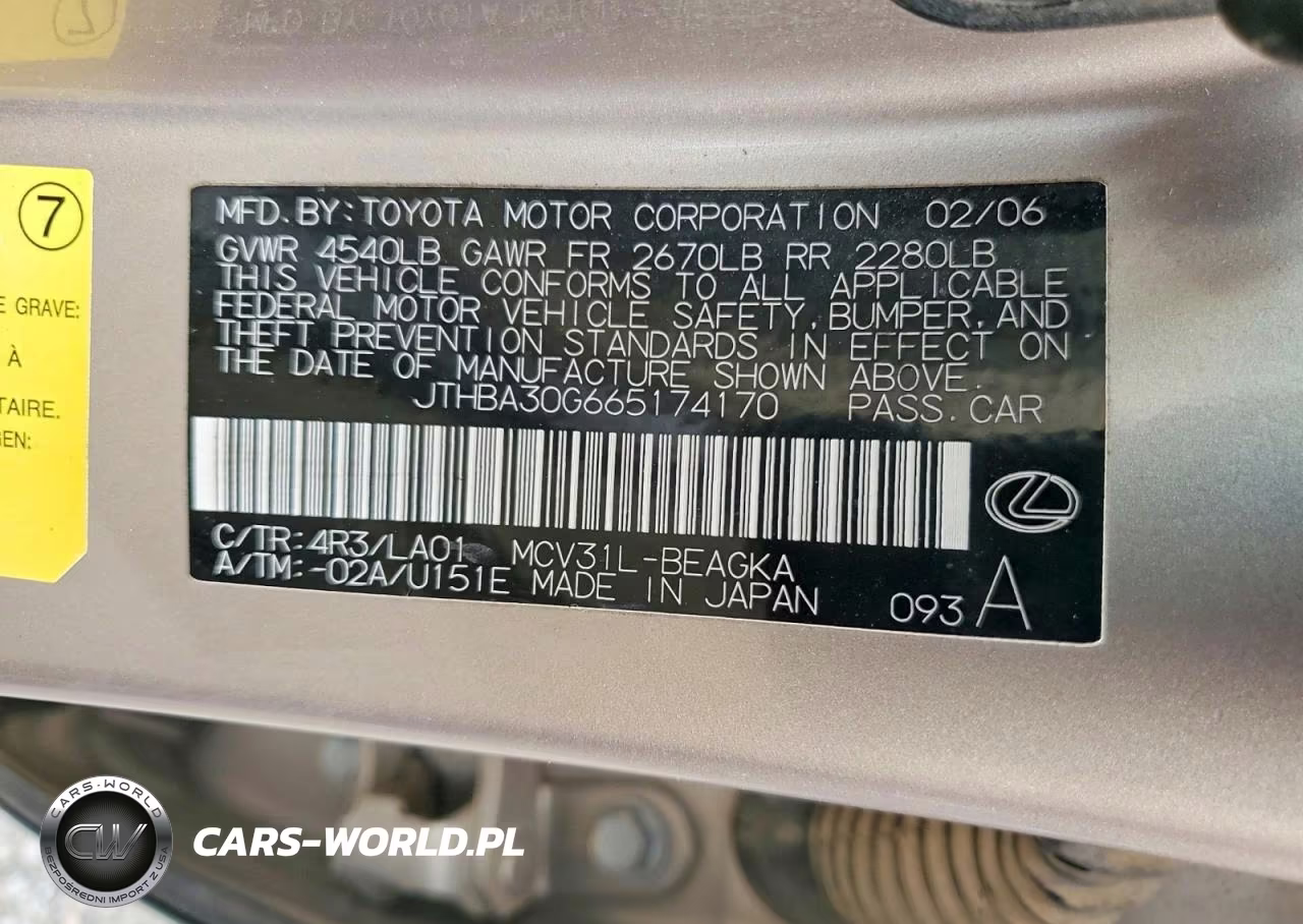 2006 Lexus Es 330 VIN:JTHBA30G665174170 - 12