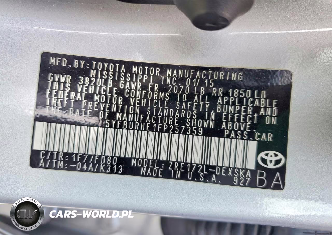 2015 Toyota Corolla VIN:5YFBURHE1FP257359 - 12