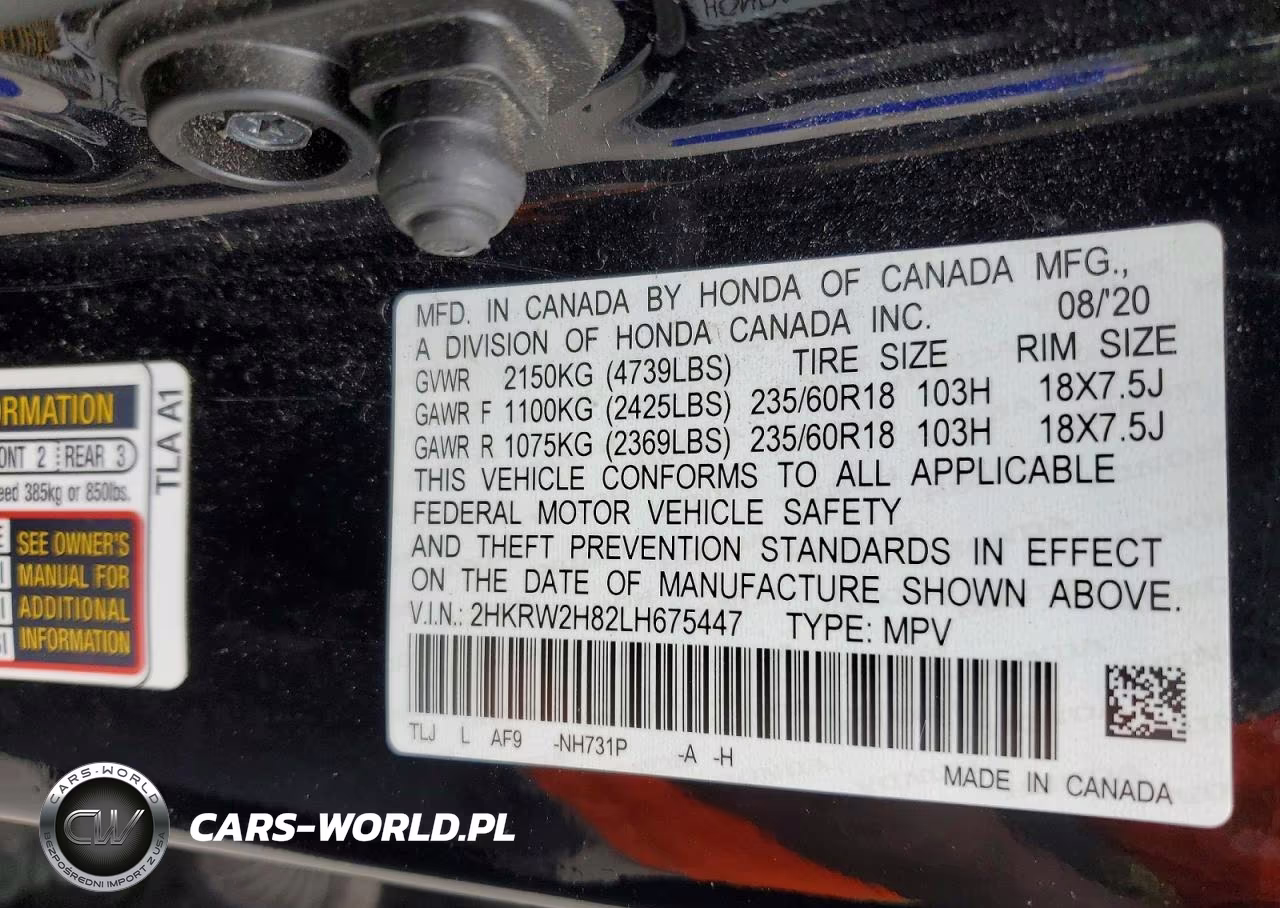 2020 Honda Cr-V Exl VIN:2HKRW2H82LH675447 - 14