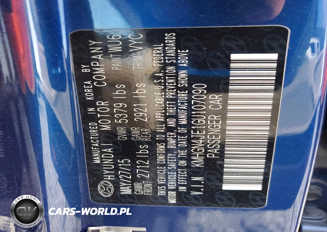 2016 Hyundai Genesis 3.8L VIN:KMHGN4JE1GU107090 - 13