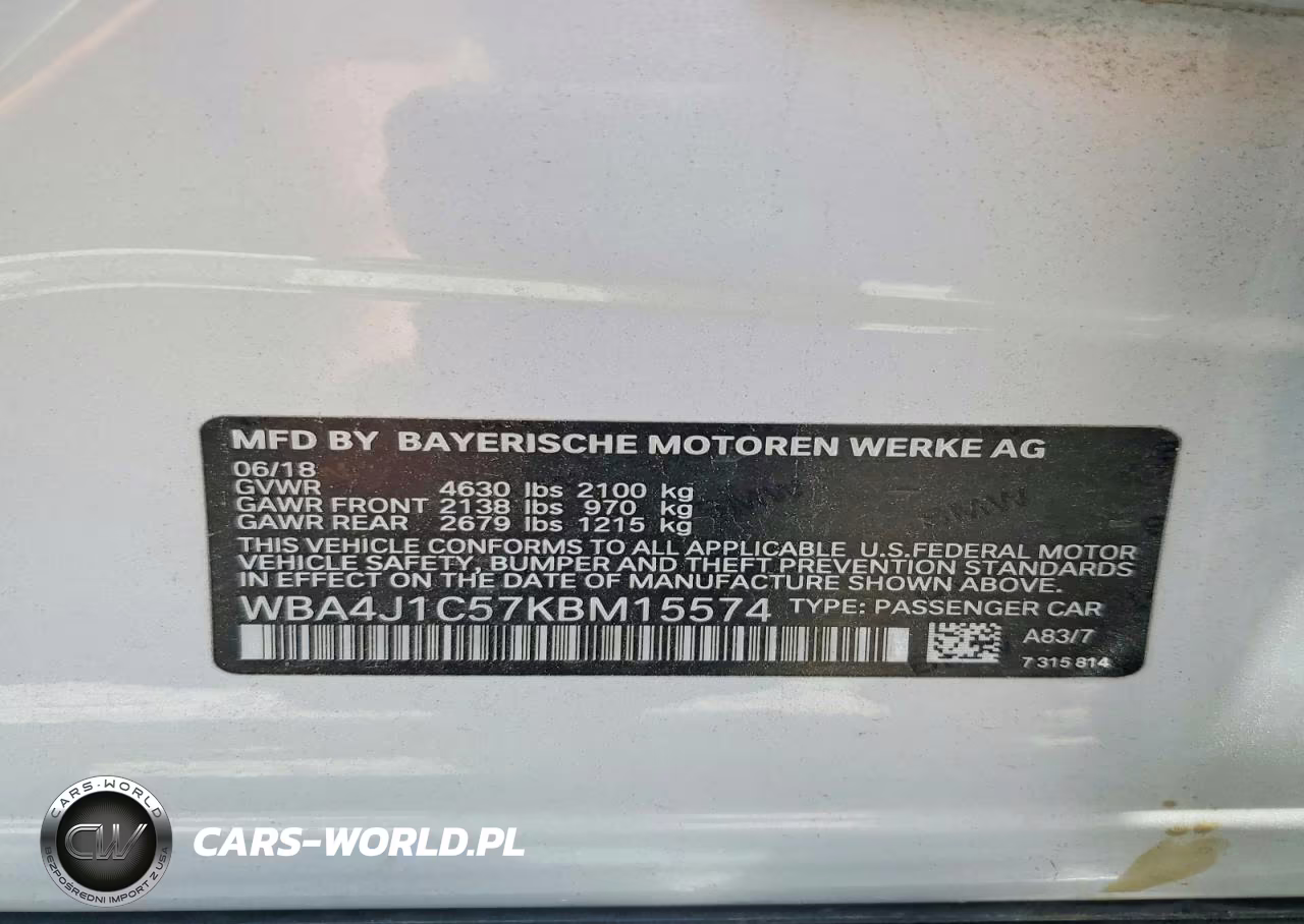 2019 BMW 430I Gran Coupe VIN:WBA4J1C57KBM15574 - 12