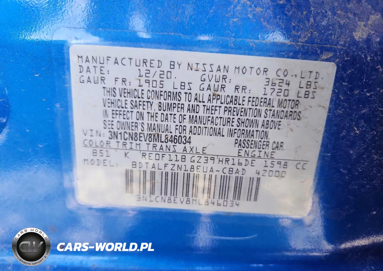 2021 Nissan Versa Sv VIN:3N1CN8EV8ML846034 - 12