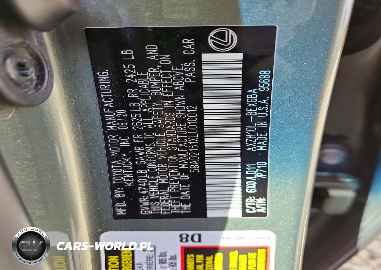 2020 Lexus Es 300H VIN:58AD21B1XLU010012 - 12