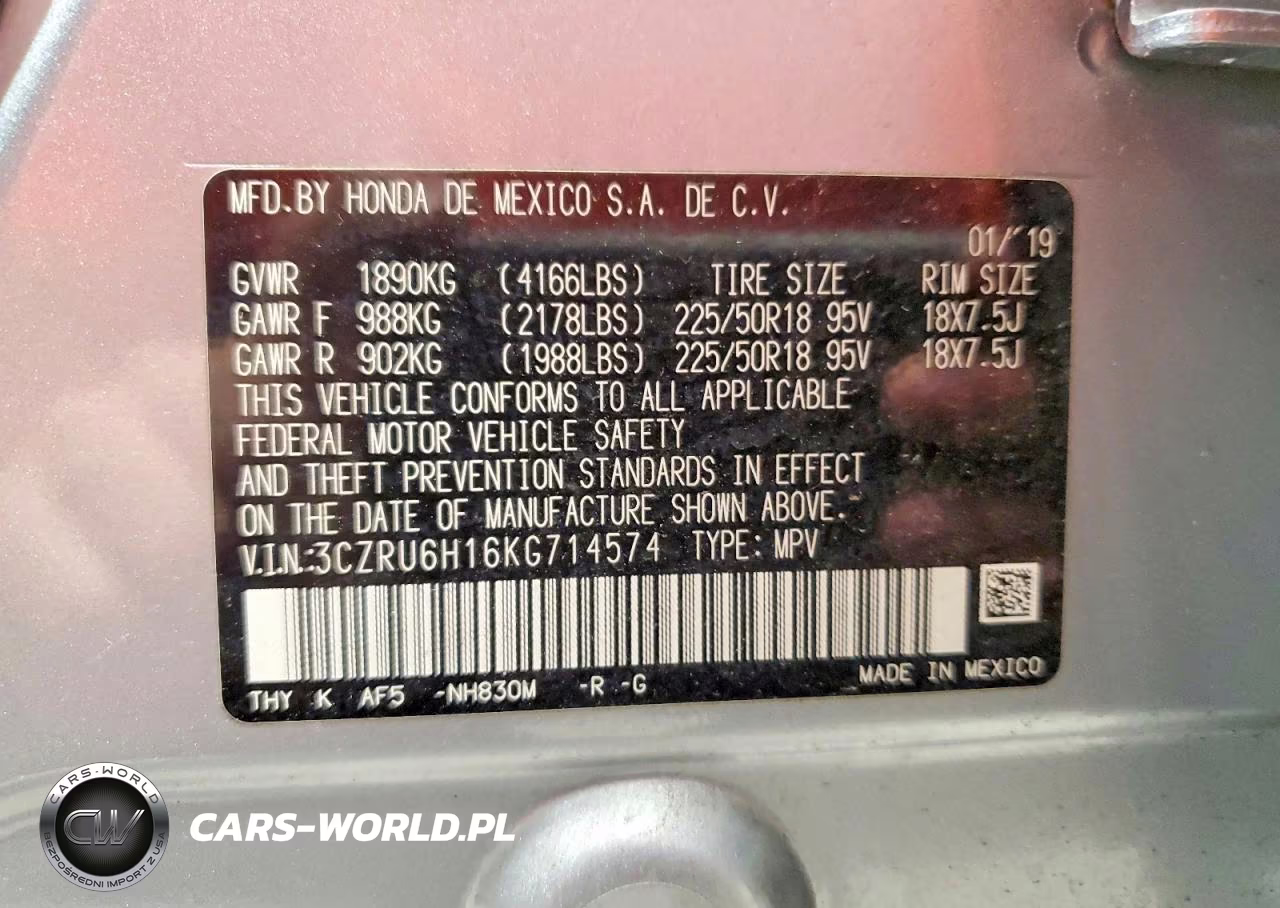 2019 Honda Hr-V Sport VIN:3CZRU6H16KG714574 - 13