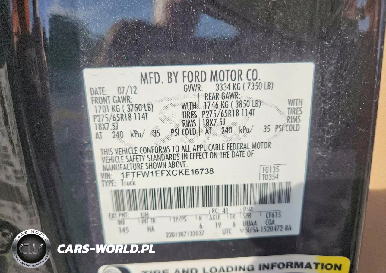 2012 Ford F150 Supercrew VIN:1FTFW1EFXCKE16738 - 12