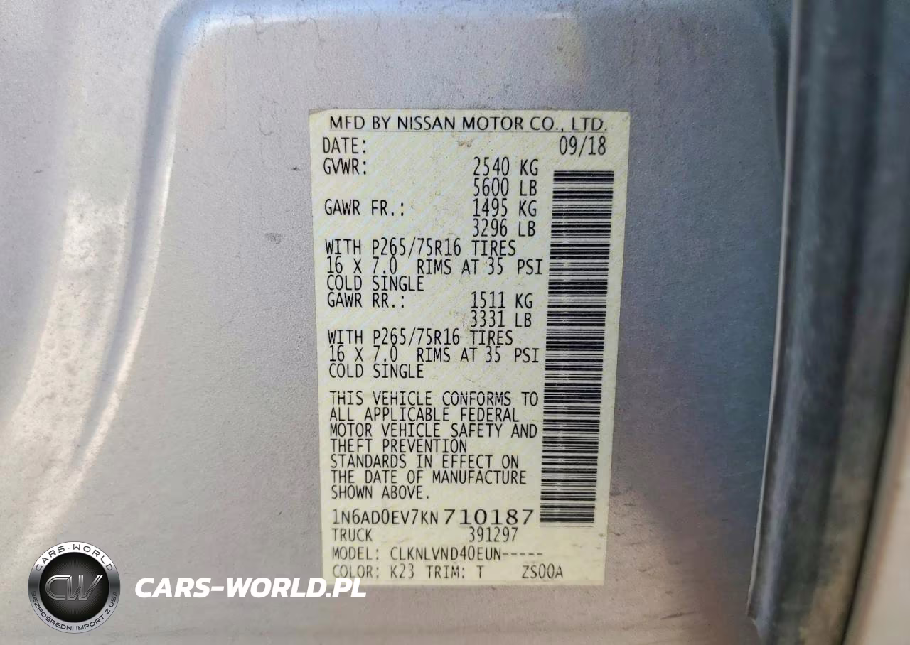 2019 Nissan Frontier Pro-4X VIN:1N6AD0EV7KN710187 - 12