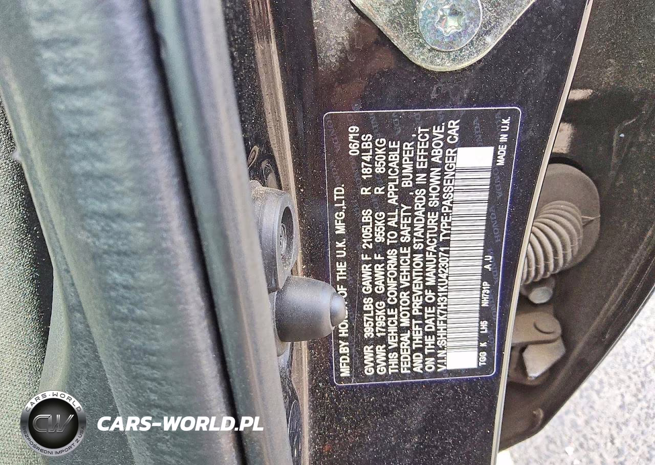 2019 Honda Civic Lx VIN:SHHFK7H31KU423071 - 12