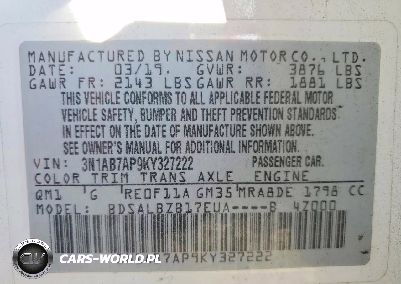 2019 Nissan Sentra S VIN:3N1AB7AP9KY327222 - 13